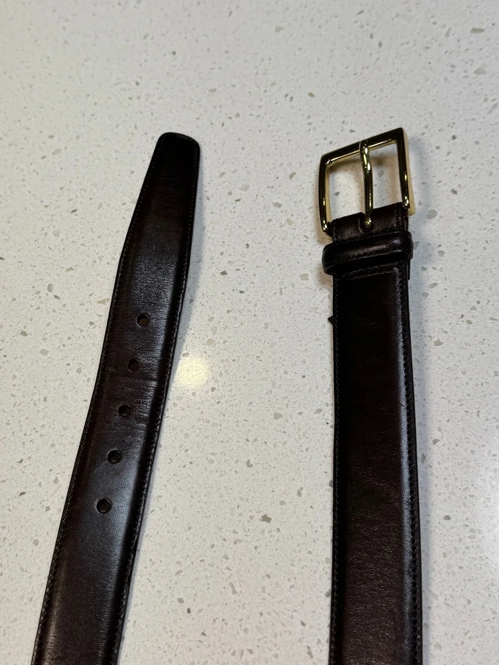 Trafalgar Dark Brown Cortina Leather Belt Square Solid Brass Buckle 38